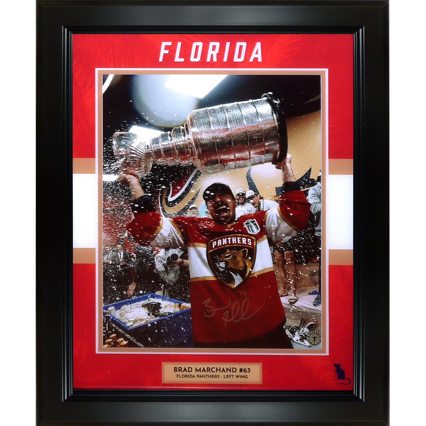 Brad Marchand Autographed Florida Panthers (Stanley Cup Trophy) Deluxe Framed 11x14 Photo - Marchand Holo