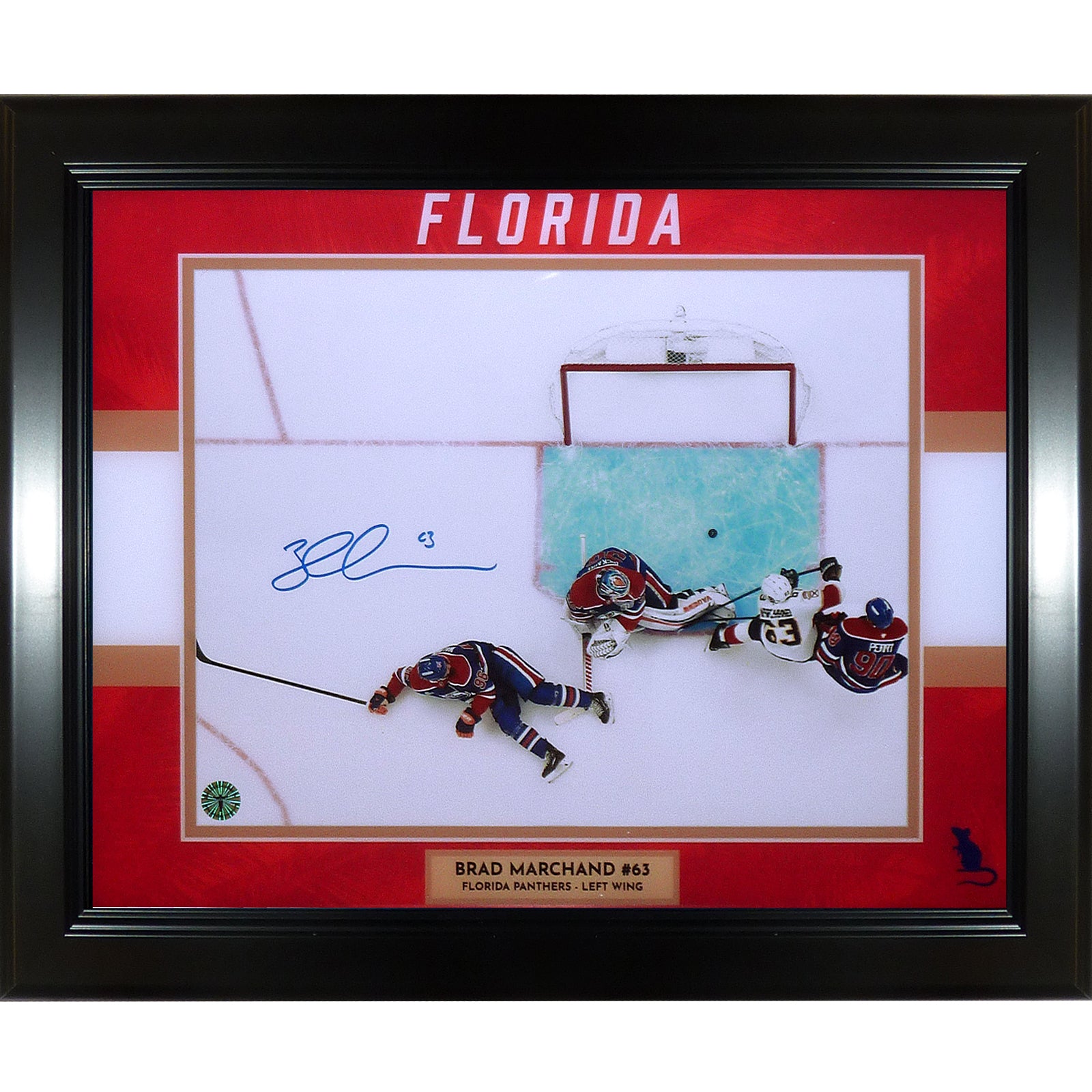 Brad Marchand Autographed Florida Panthers (Stanley Cup Goal Horiz) Deluxe Framed 11x14 Photo - Marchand Holo