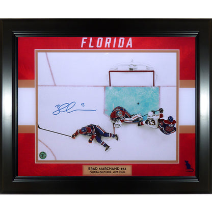 Brad Marchand Autographed Florida Panthers (Stanley Cup Goal Horiz) Deluxe Framed 11x14 Photo - Marchand Holo