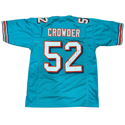 Channing Crowder Autographed Miami (Teal #52) Custom Jersey - JSA