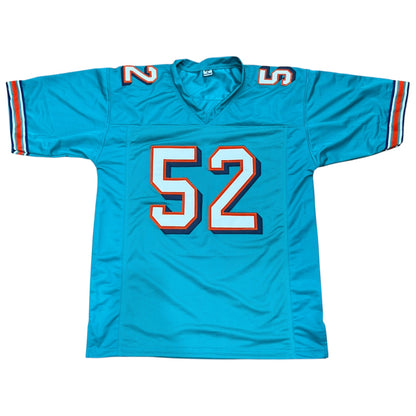 Channing Crowder Autographed Miami (Teal #52) Custom Jersey - JSA