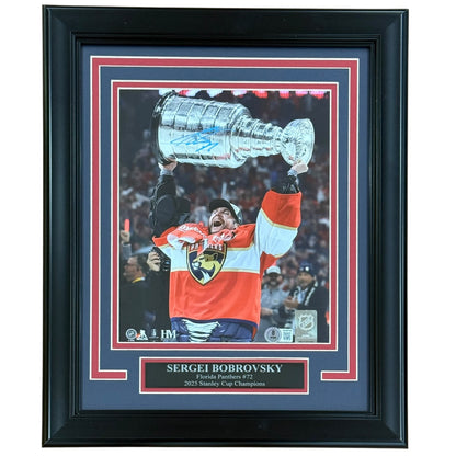 Sergei Bobrovsky Autographed Florida Panthers (2025 Stanley Cup Trophy) Framed 8x10 Photo - Beckett