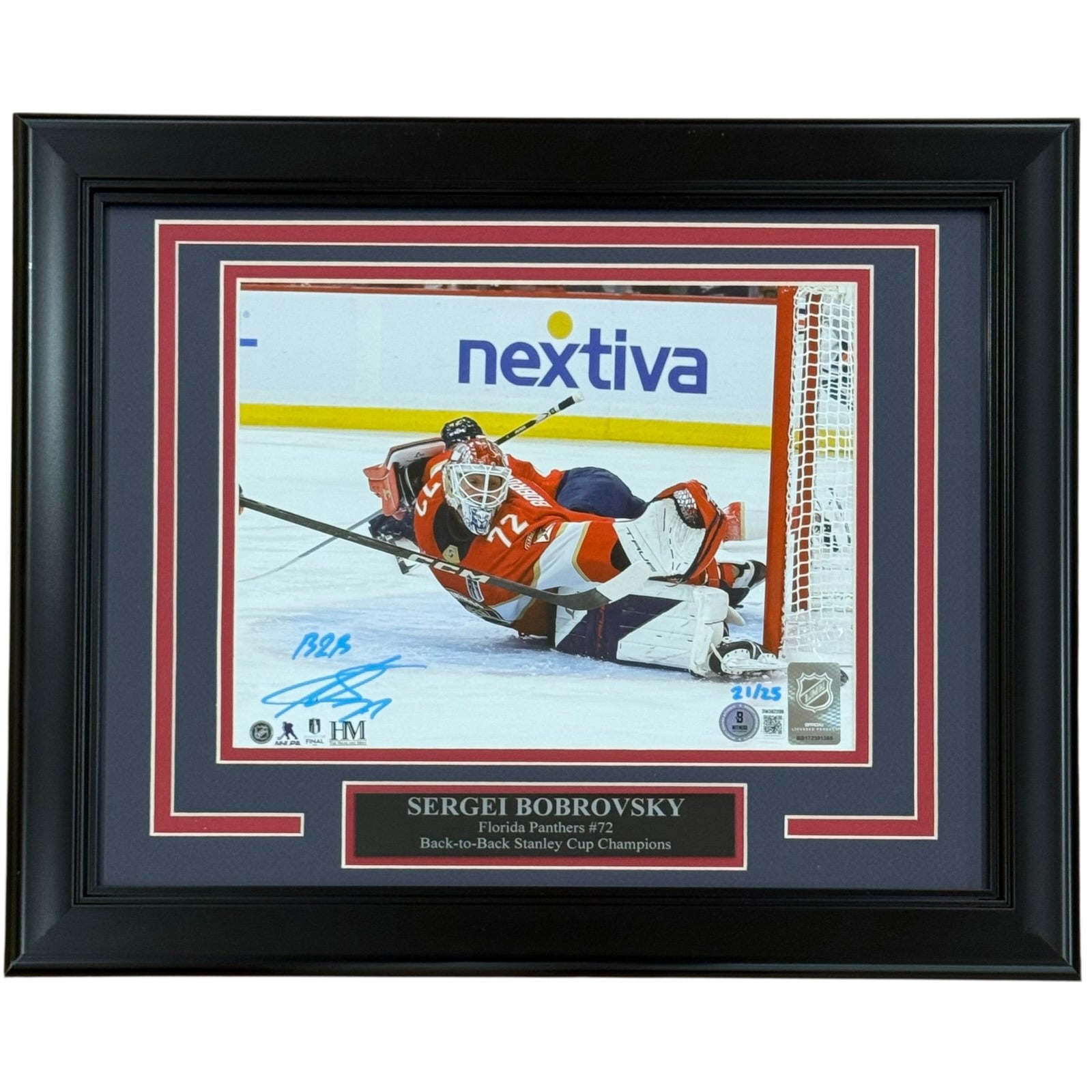 Sergei Bobrovsky Autographed Florida Panthers (Back 2 Back) Deluxe Framed 8x10 Photo L.E. of 25 w/ 