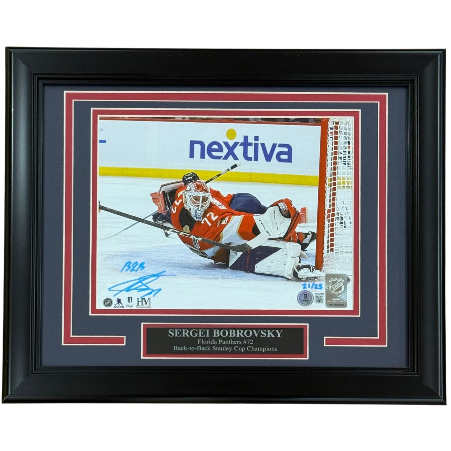 Sergei Bobrovsky Autographed Florida Panthers (Back 2 Back) Deluxe Framed 8x10 Photo L.E. of 25 w/ "B2B" - Beckett
