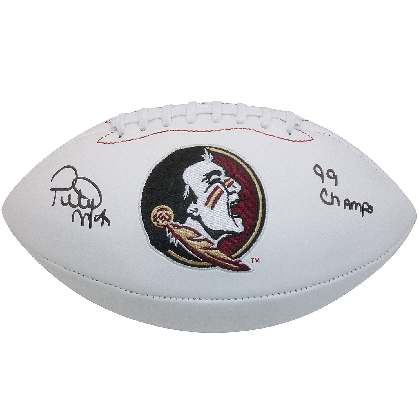 Peter Warrick Autographed Florida State FSU Seminoles Logo Football w/ "99 Champs" - JSA