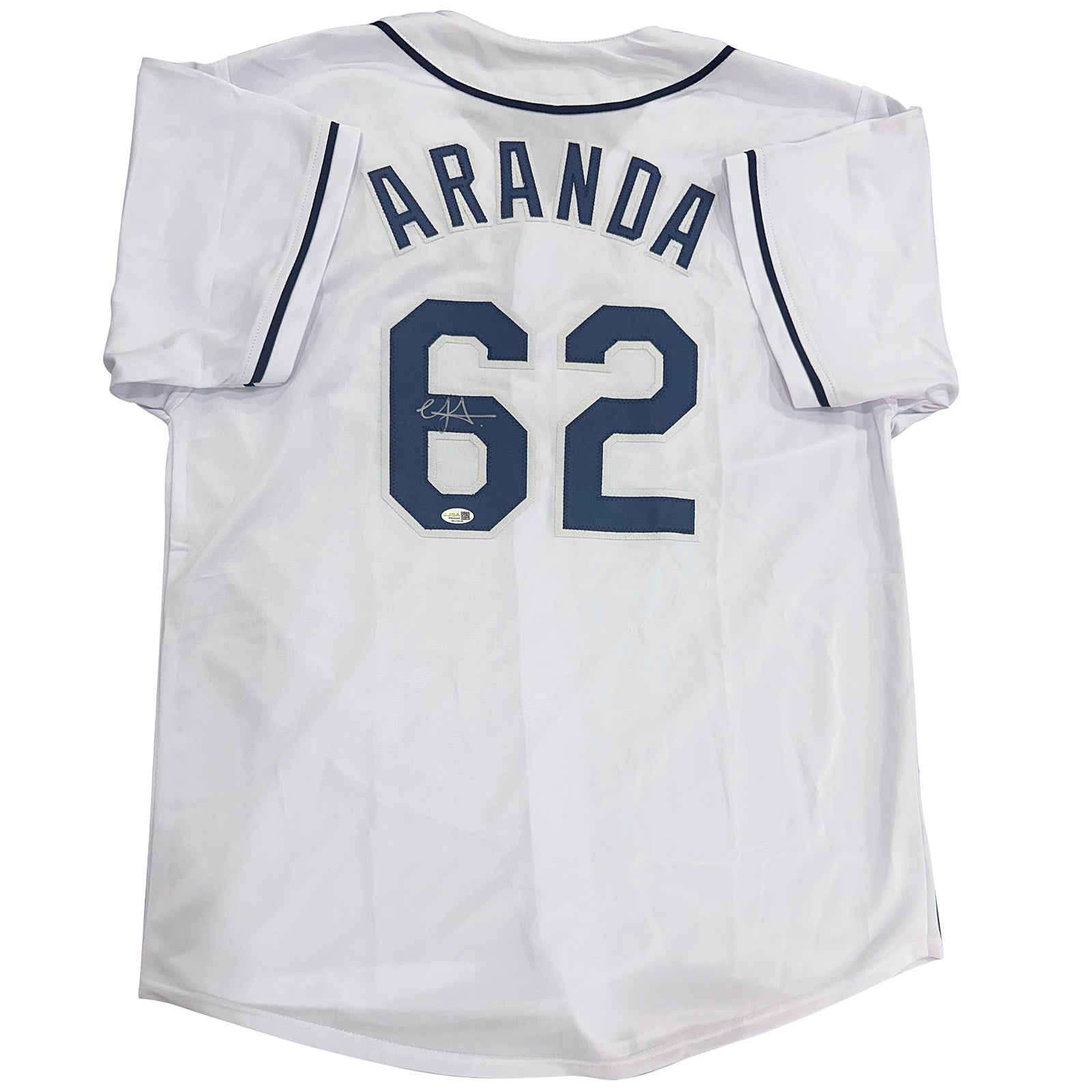 Jonathan Aranda Autographed Tampa Bay (White #62) Custom Jersey - JSA