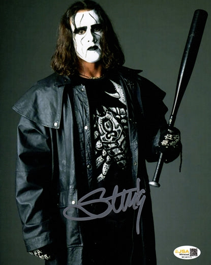 Sting Autographed WCW Wrestling (with Bat) 8x10 Photo - JSA