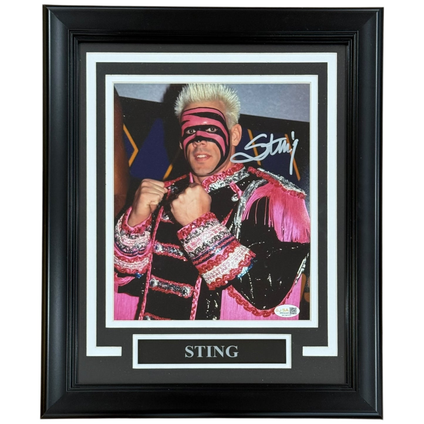Sting Autographed WCW Wrestling (Black and Pink Outfit) Deluxe Framed 8x10 Photo - JSA