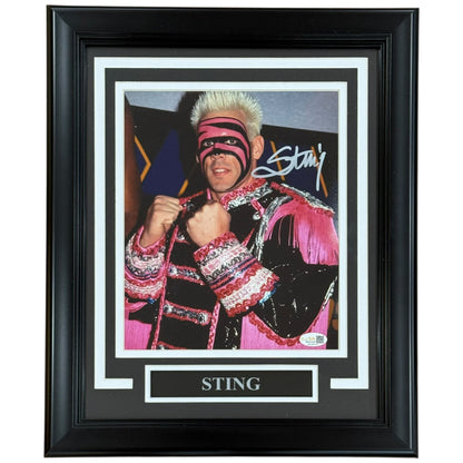 Sting Autographed WCW Wrestling (Black and Pink Outfit) Deluxe Framed 8x10 Photo - JSA