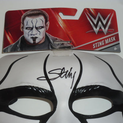 Sting Autographed WWE Wrestling Black And White Mask - JSA