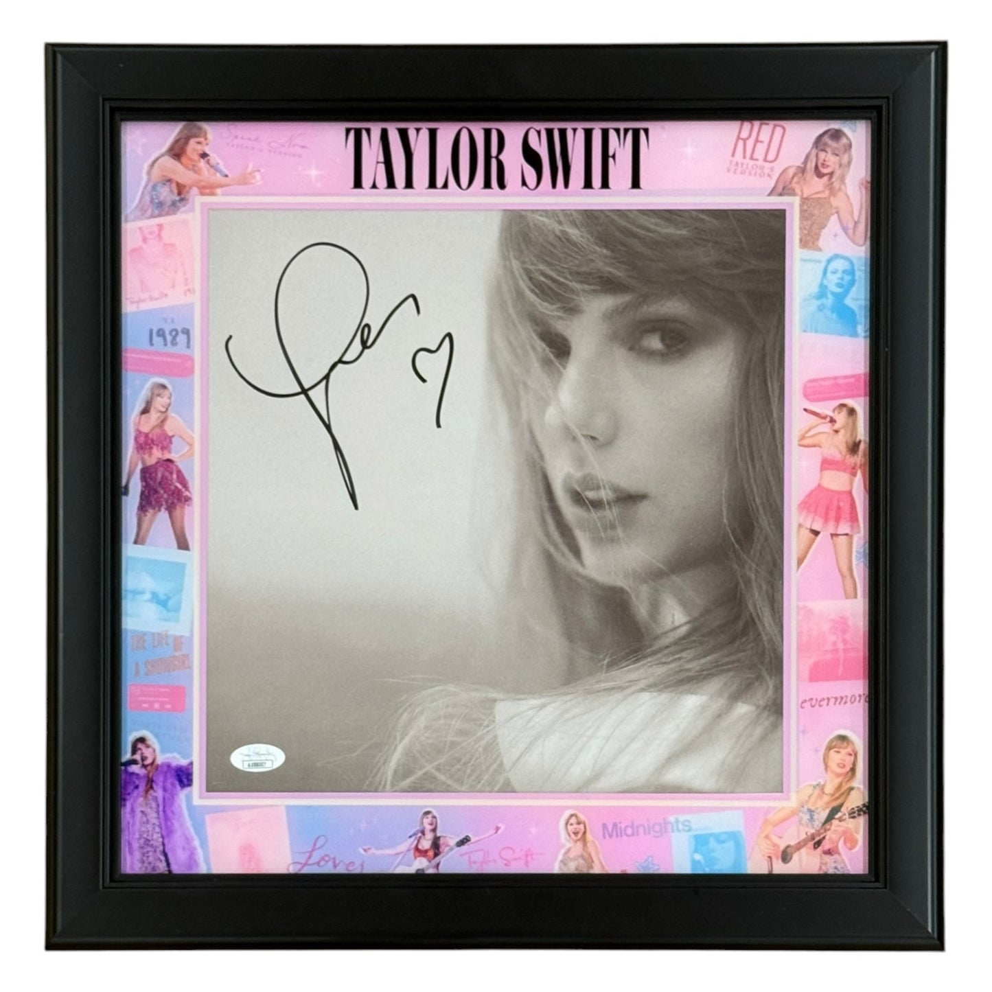 Taylor Swift Autographed Tortured Poets Department 11x11 Photo with Heart Deluxe Framed Collage - JSA