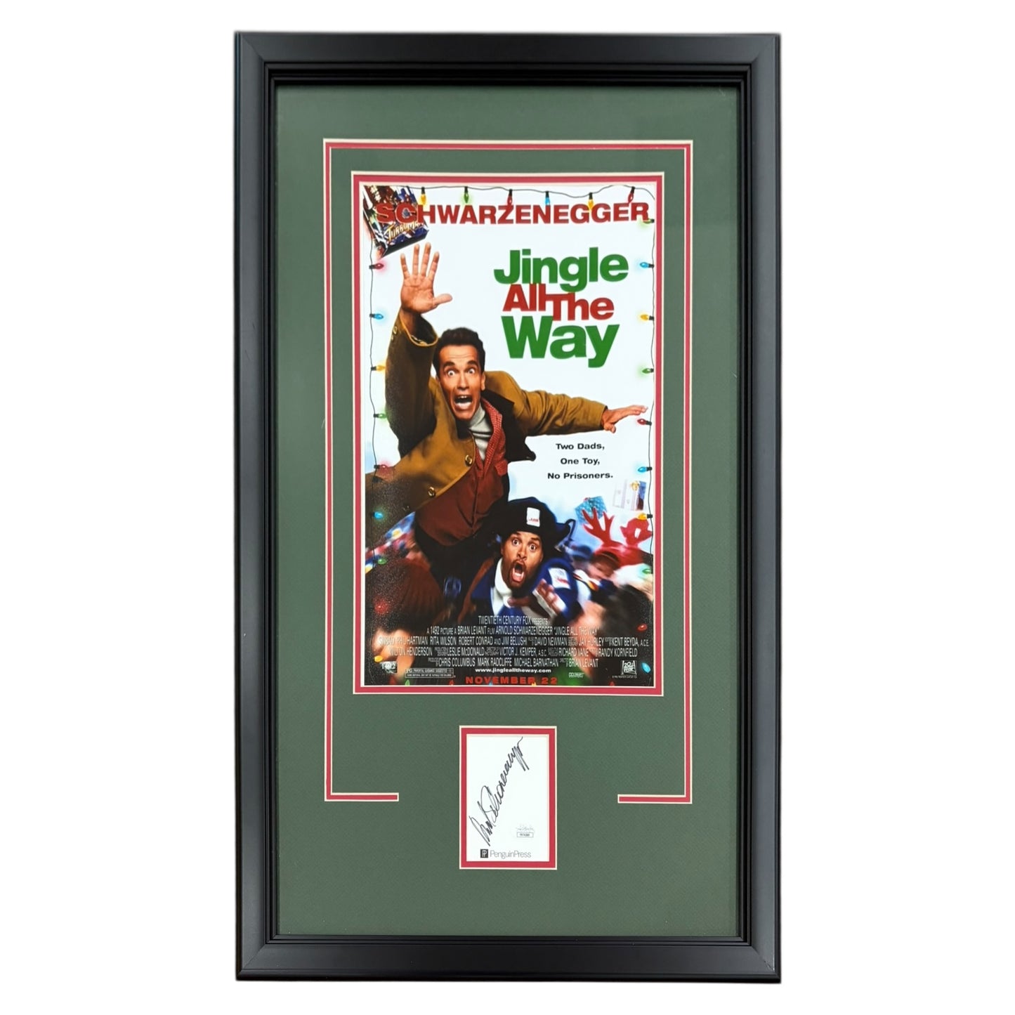 Arnold Schwarzenegger Autographed Jingle All The Way Deluxe Framed 11x17 Movie Poster Piece - JSA