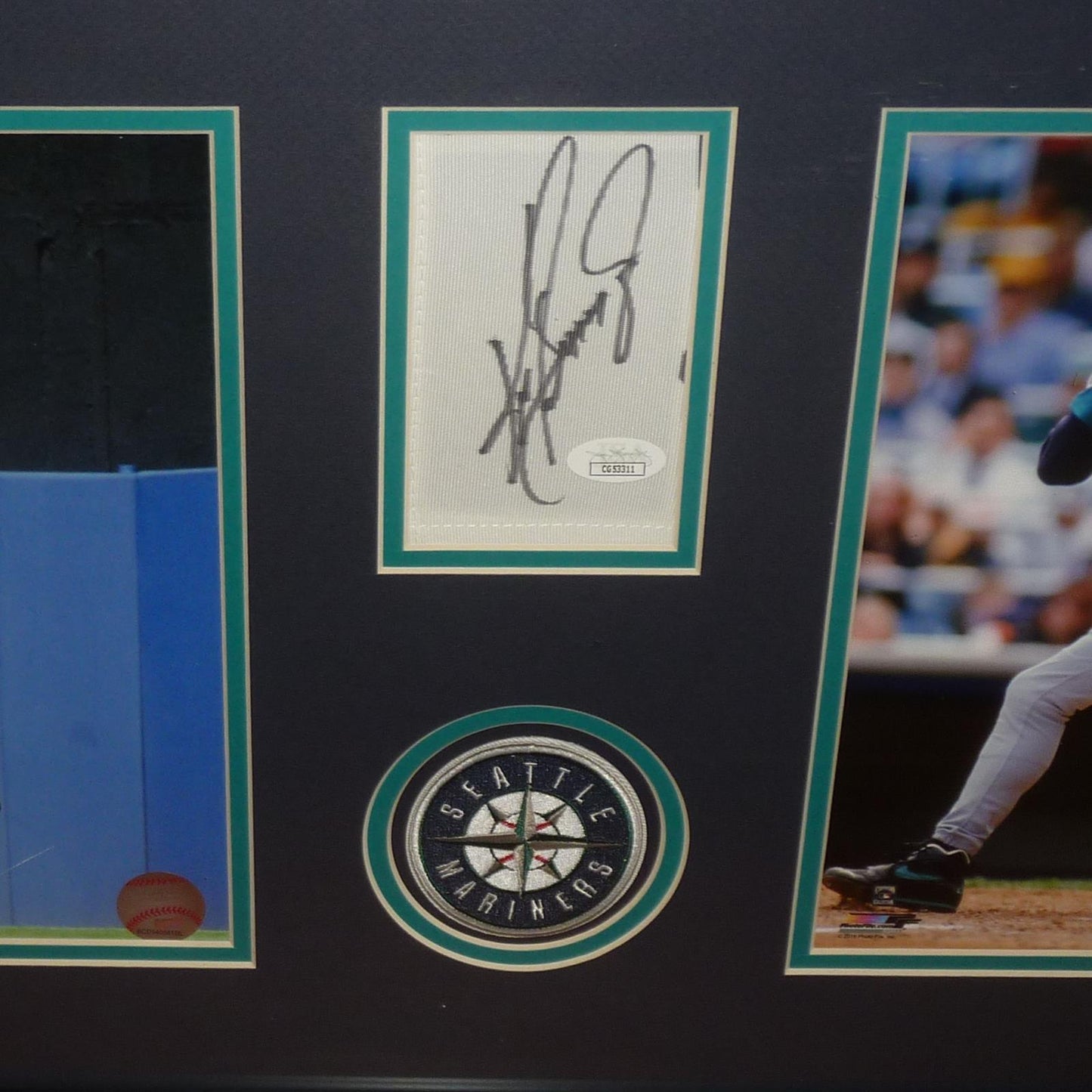 Ken Griffey Jr. Autographed Seattle Mariners Deluxe Framed Double Photo Piece - JSA