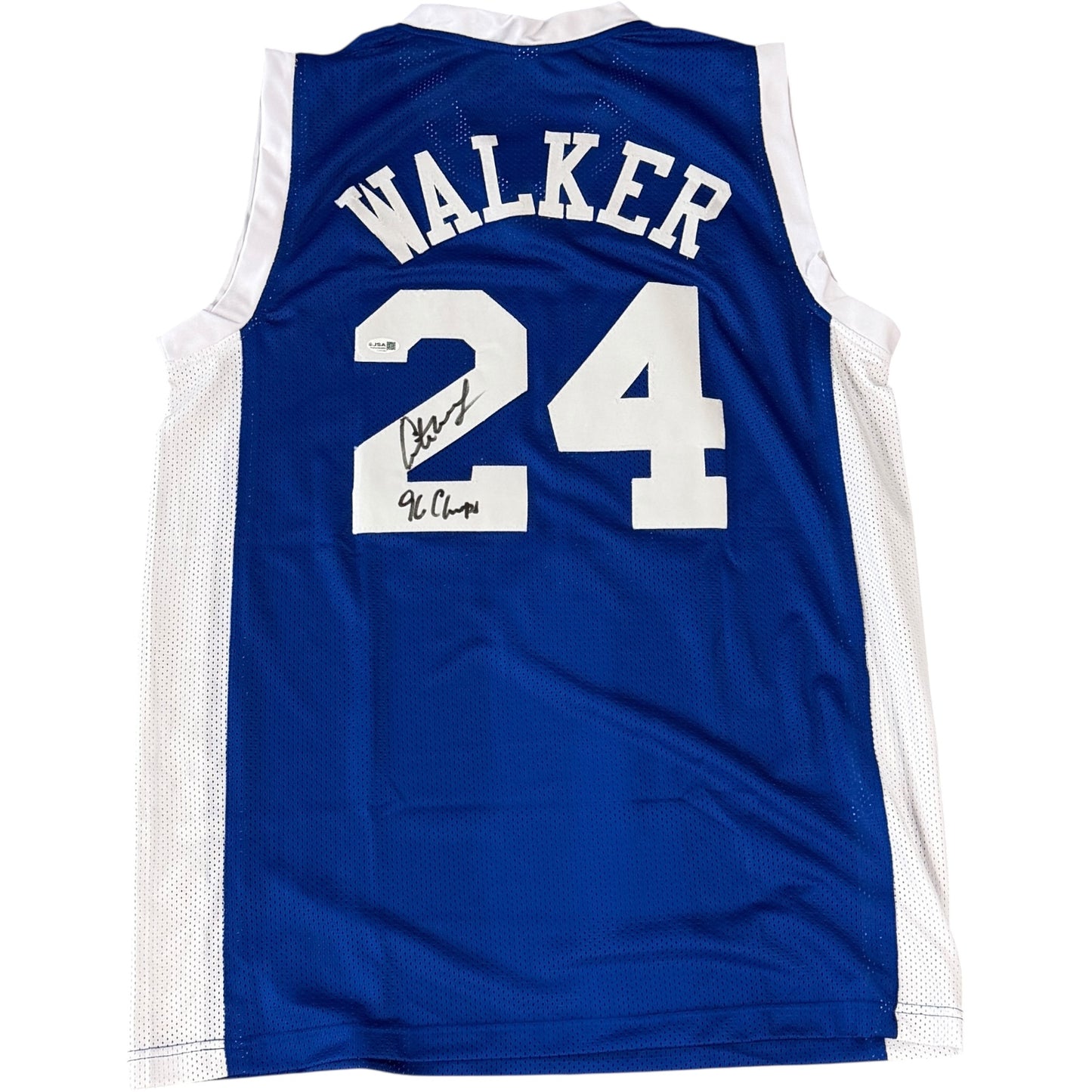 Antoine Walker Autographed Kentucky Wildcats (Blue #24) Custom Jersey w/ 96 Champs - JSA