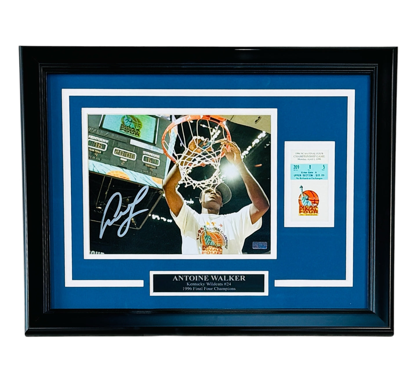 Antoine Walker Autographed Kentucky Wildcats (1996 Final Four) Deluxe Framed 8x10 Photo w/ Replica Ticket