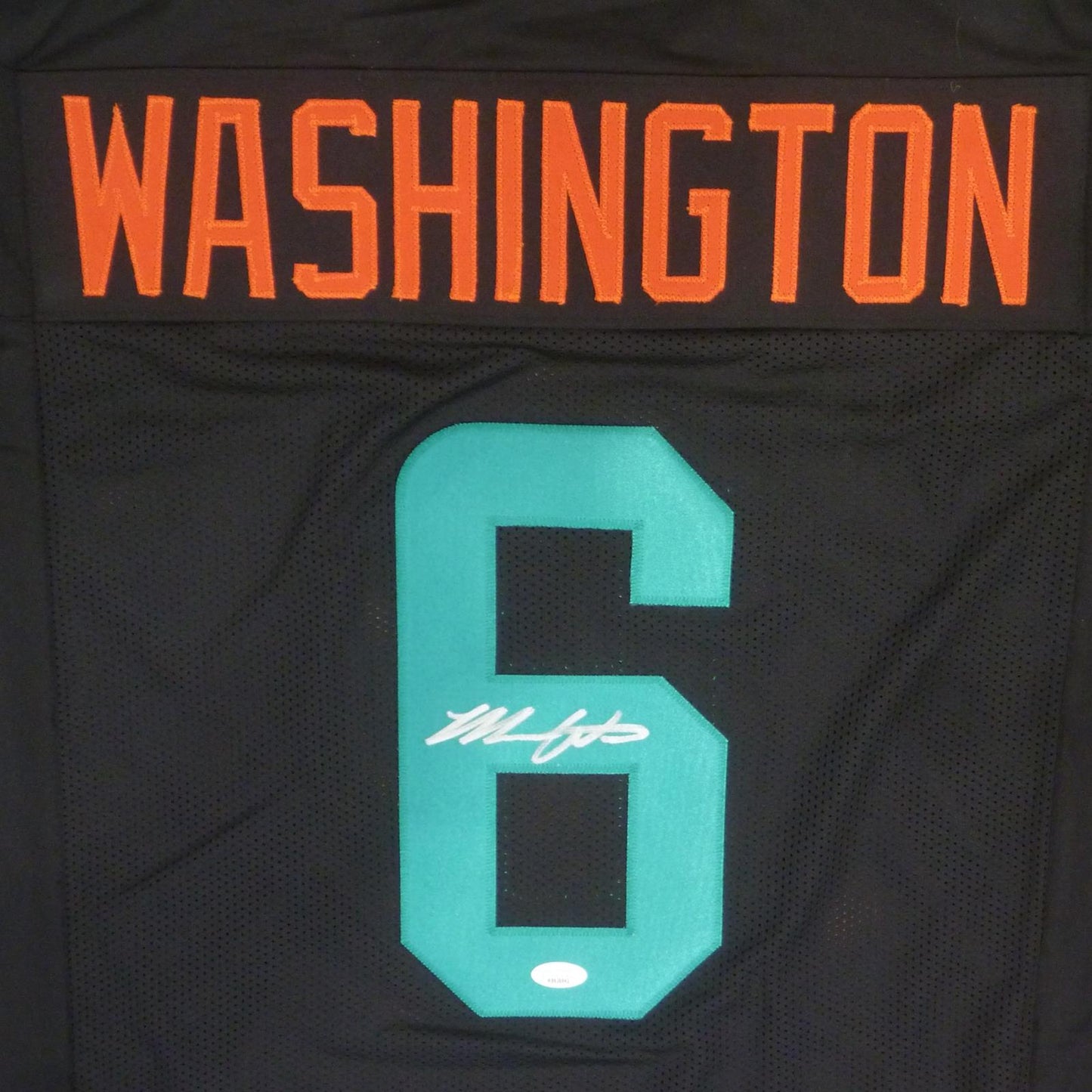Malik Washington Autographed Miami (Black Rivalries #6) Custom Jersey - JSA