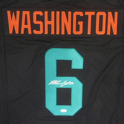 Malik Washington Autographed Miami (Black Rivalries #6) Custom Jersey - JSA