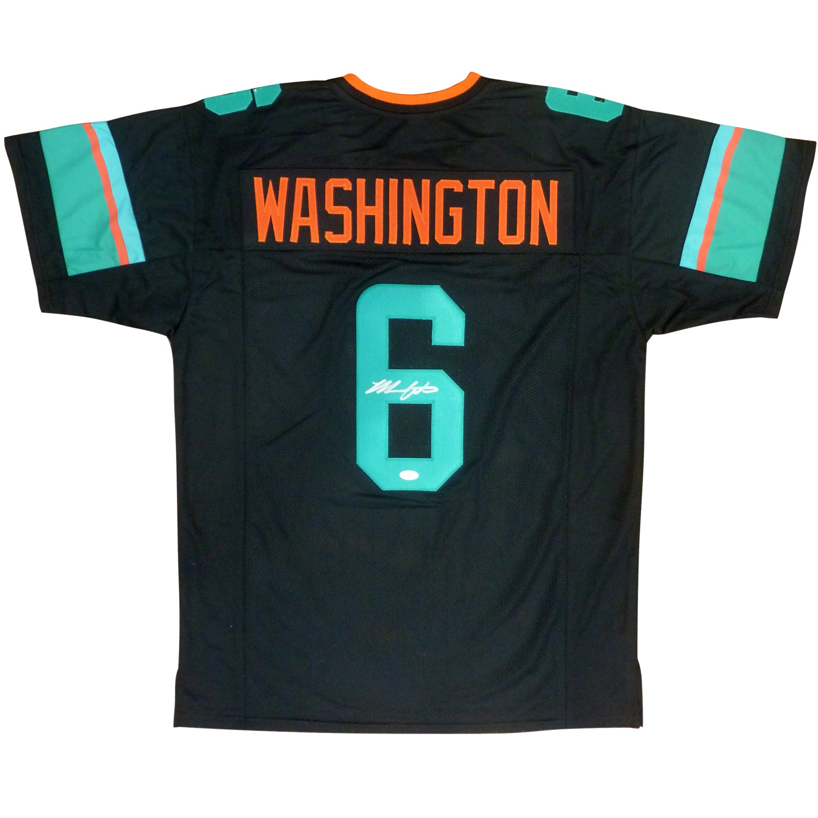 Malik Washington Autographed Miami (Black Rivalries #6) Custom Jersey - JSA