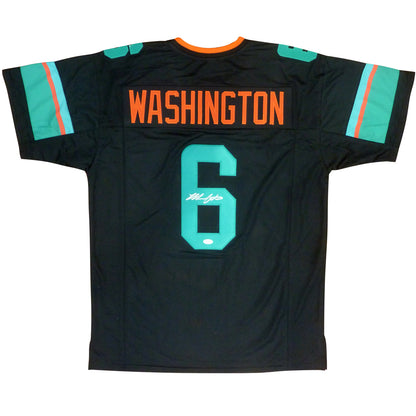 Malik Washington Autographed Miami (Black Rivalries #6) Custom Jersey - JSA