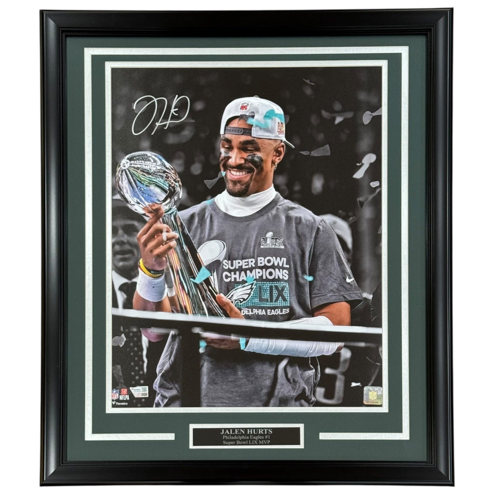 Jalen Hurts Autographed Philadelphia Eagles (Super Bowl) Deluxe Framed 16x20 Photo - JSA