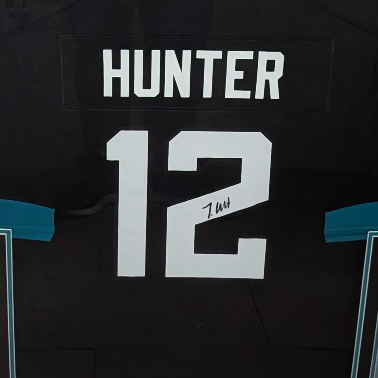 Travis Hunter Autographed Jacksonville Jaguars (Black #12) Nike Deluxe Framed Jersey - Beckett