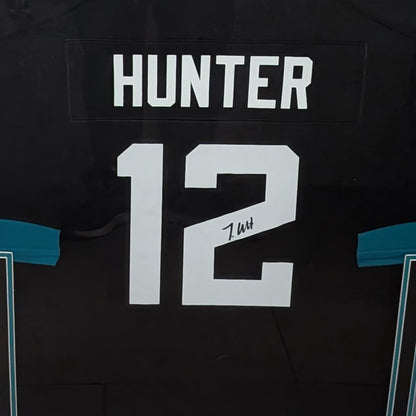 Travis Hunter Autographed Jacksonville Jaguars (Black #12) Nike Deluxe Framed Jersey - Beckett