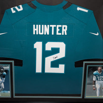 Travis Hunter Autographed Jacksonville Jaguars (Teal #12) Nike Deluxe Framed Jersey - Beckett