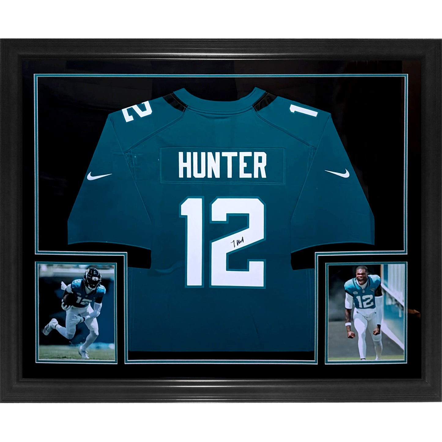 Travis Hunter Autographed Jacksonville Jaguars (Teal #12) Nike Deluxe Framed Jersey - Beckett