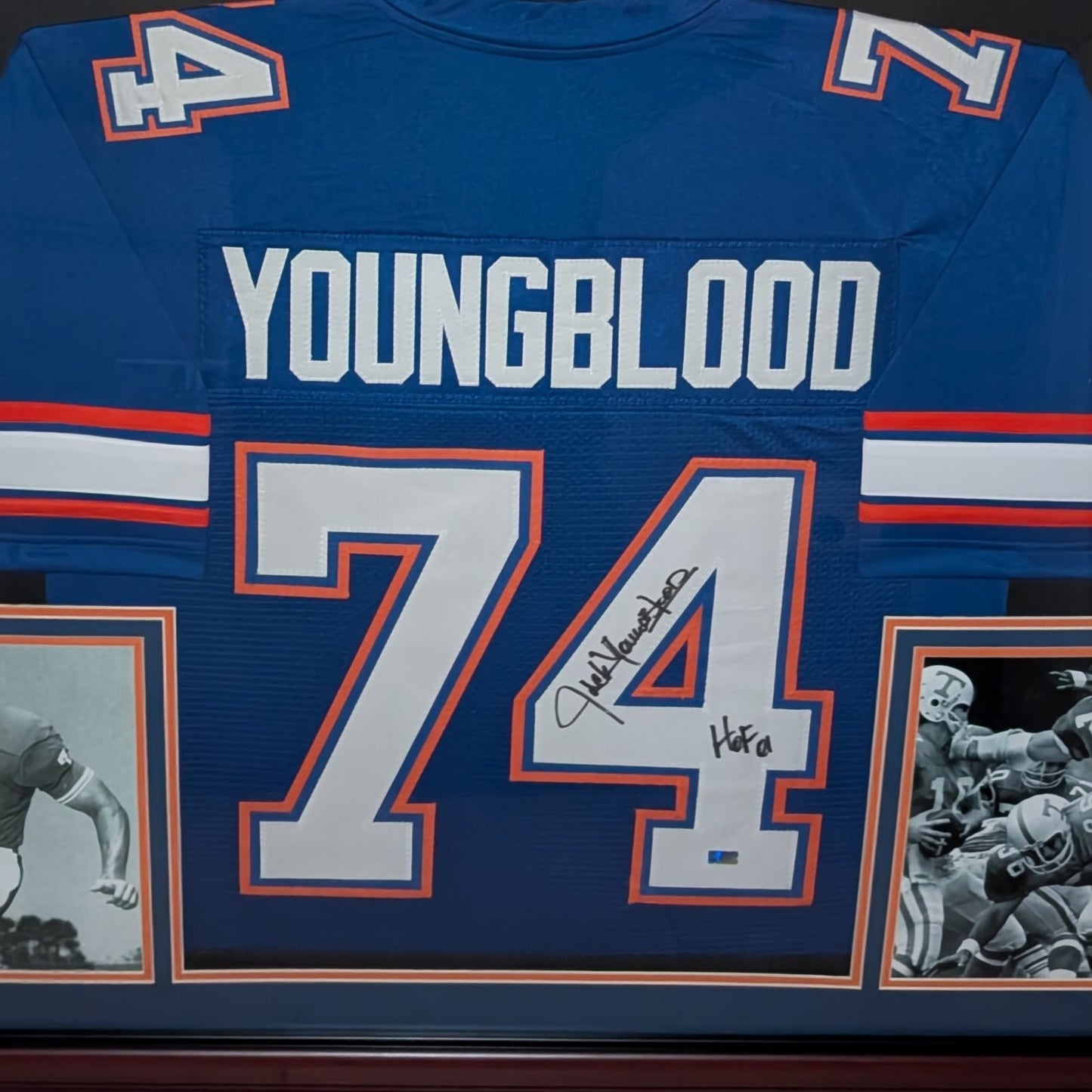 Jack Youngblood Autographed Florida Gators (Blue #74) Deluxe Framed Jersey - JSA