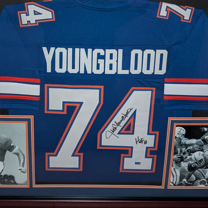 Jack Youngblood Autographed Florida Gators (Blue #74) Deluxe Framed Jersey - JSA