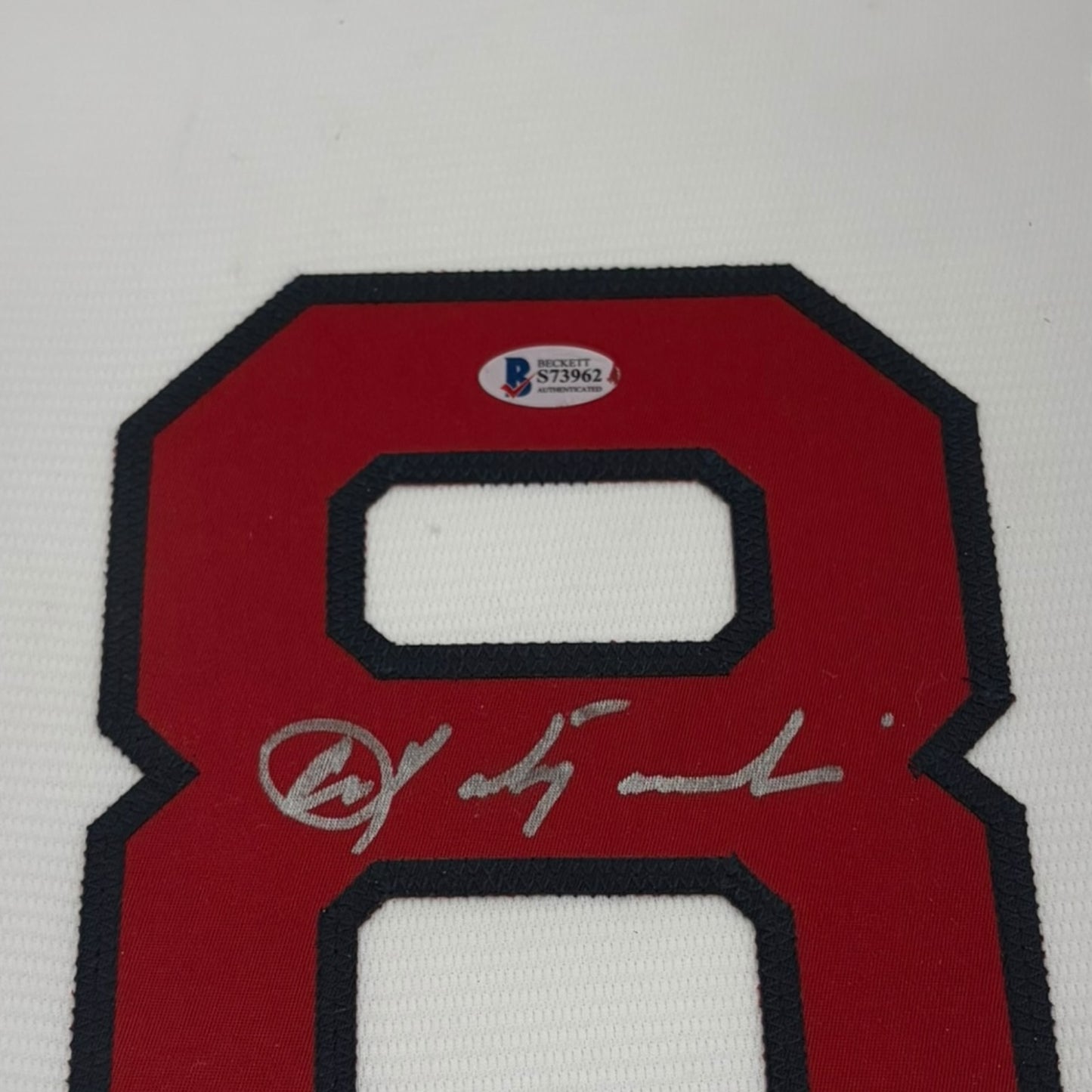 Carl Yastrzemski Autographed Boston Red Sox (White #8) Small Framed Jersey - JSA