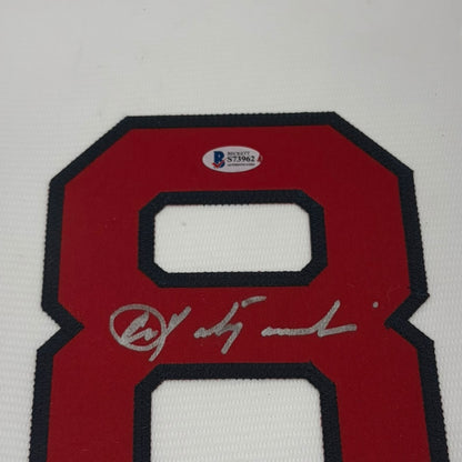 Carl Yastrzemski Autographed Boston Red Sox (White #8) Small Framed Jersey - JSA