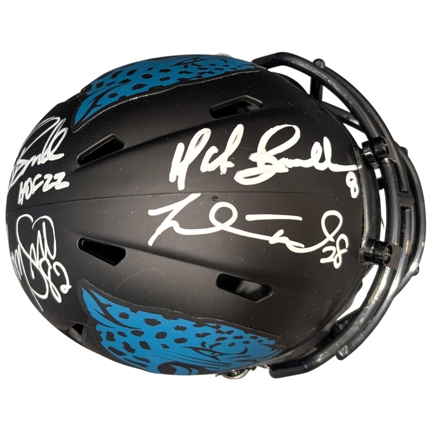 Pride of the Jaguars - Tony Boselli , Mark Brunell, Jimmy Smith And Fred Taylor Autographed Jacksonville Jaguars (ECLIPSE) Mini Helmet - JSA