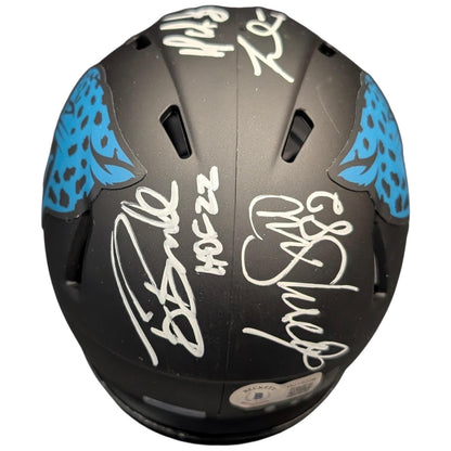 Pride of the Jaguars - Tony Boselli , Mark Brunell, Jimmy Smith And Fred Taylor Autographed Jacksonville Jaguars (ECLIPSE) Mini Helmet - JSA