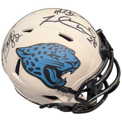 Pride of the Jaguars - Tony Boselli , Mark Brunell, Jimmy Smith And Fred Taylor Autographed Jacksonville Jaguars (LUNAR) Mini Helmet - JSA