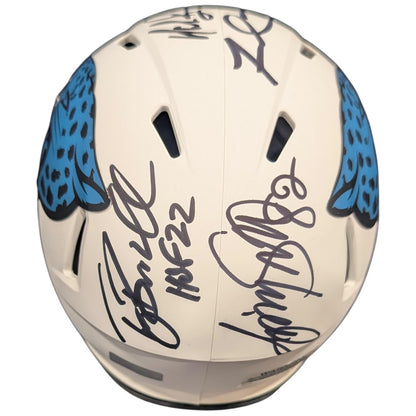 Pride of the Jaguars - Tony Boselli , Mark Brunell, Jimmy Smith And Fred Taylor Autographed Jacksonville Jaguars (LUNAR) Mini Helmet - JSA
