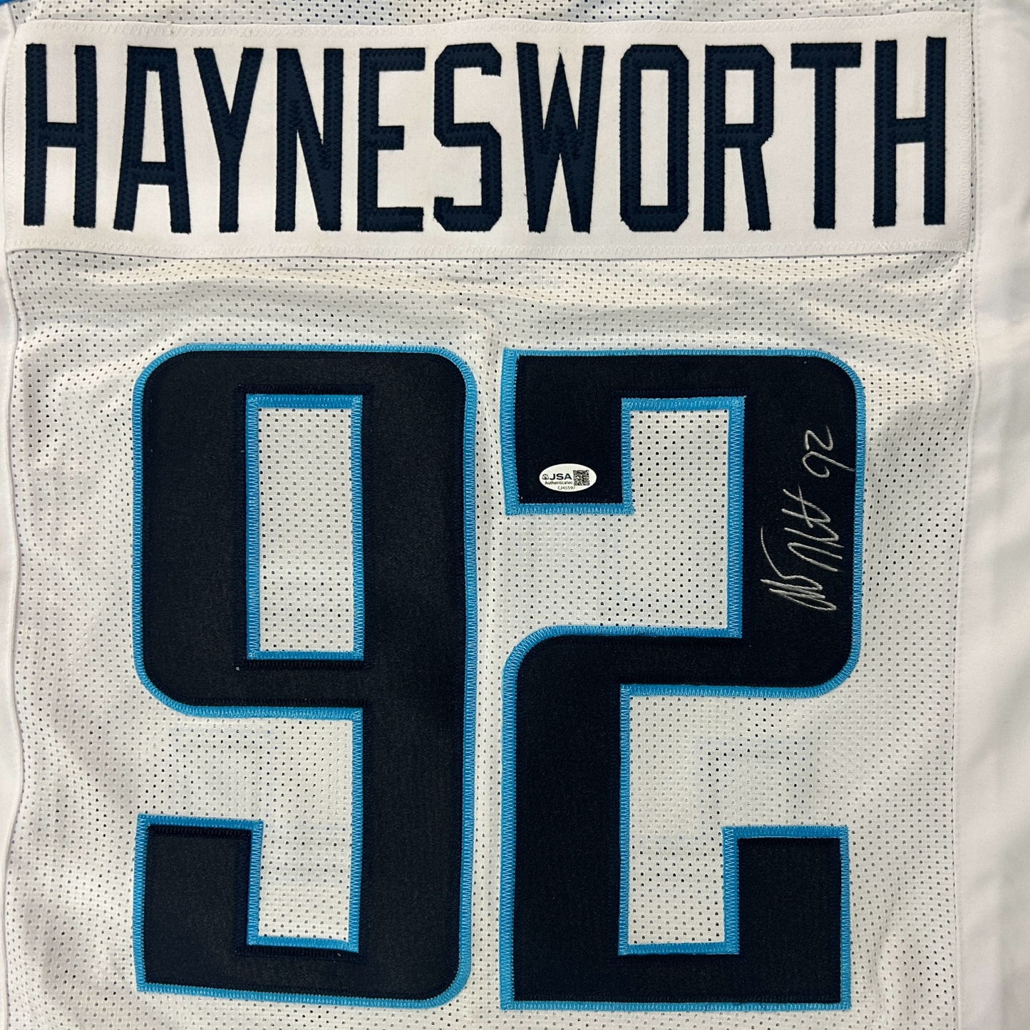 Albert Haynesworth Autographed Tennessee (White #92) Custom Jersey - JSA