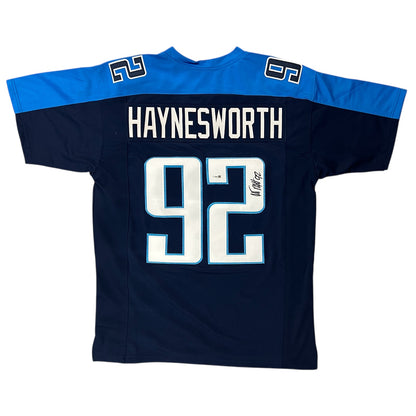 Albert Haynesworth Autographed Tennessee (Navy #92) Custom Jersey - JSA
