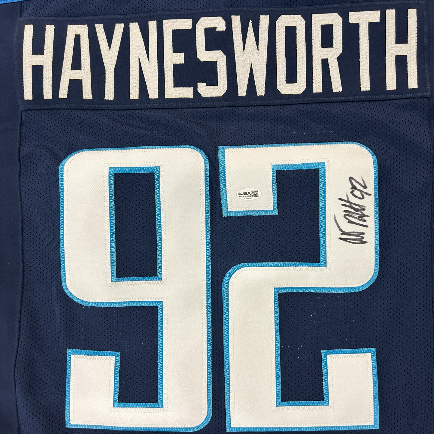 Albert Haynesworth Autographed Tennessee (Navy #92) Custom Jersey - JSA