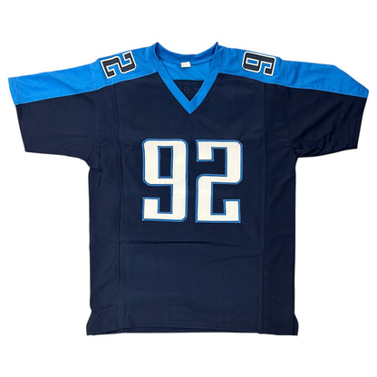 Albert Haynesworth Autographed Tennessee (Navy #92) Custom Jersey - JSA