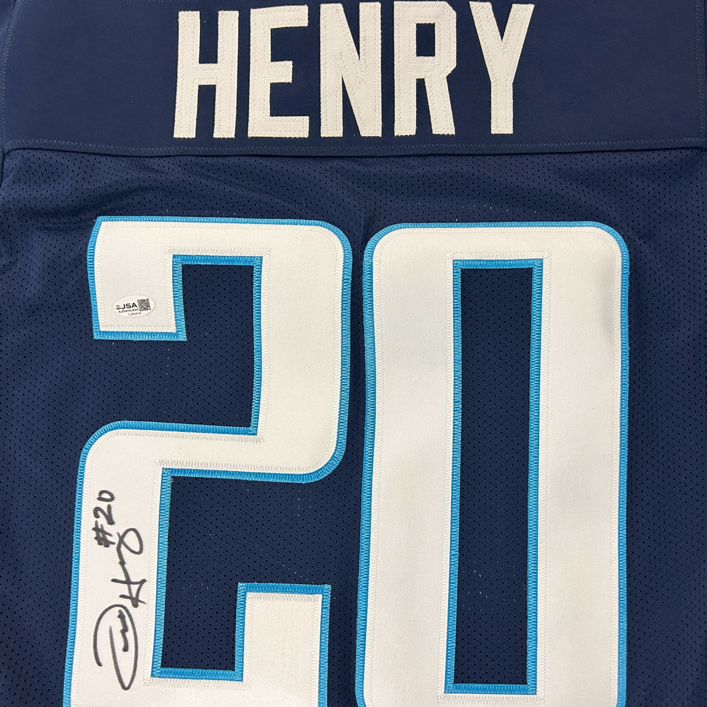 Travis Henry Autographed Tennessee (Navy #20) Custom Jersey - JSA