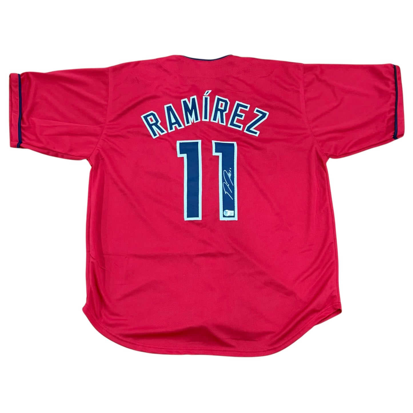 Jose Ramirez Autographed Cleveland (Red #11) Custom Jersey – Beckett