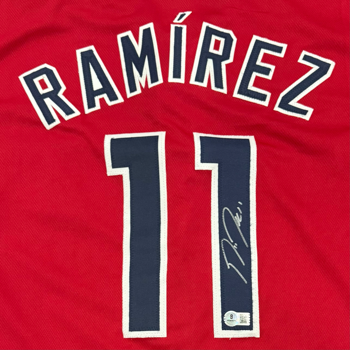 Jose Ramirez Autographed Cleveland (Red #11) Custom Jersey – Beckett