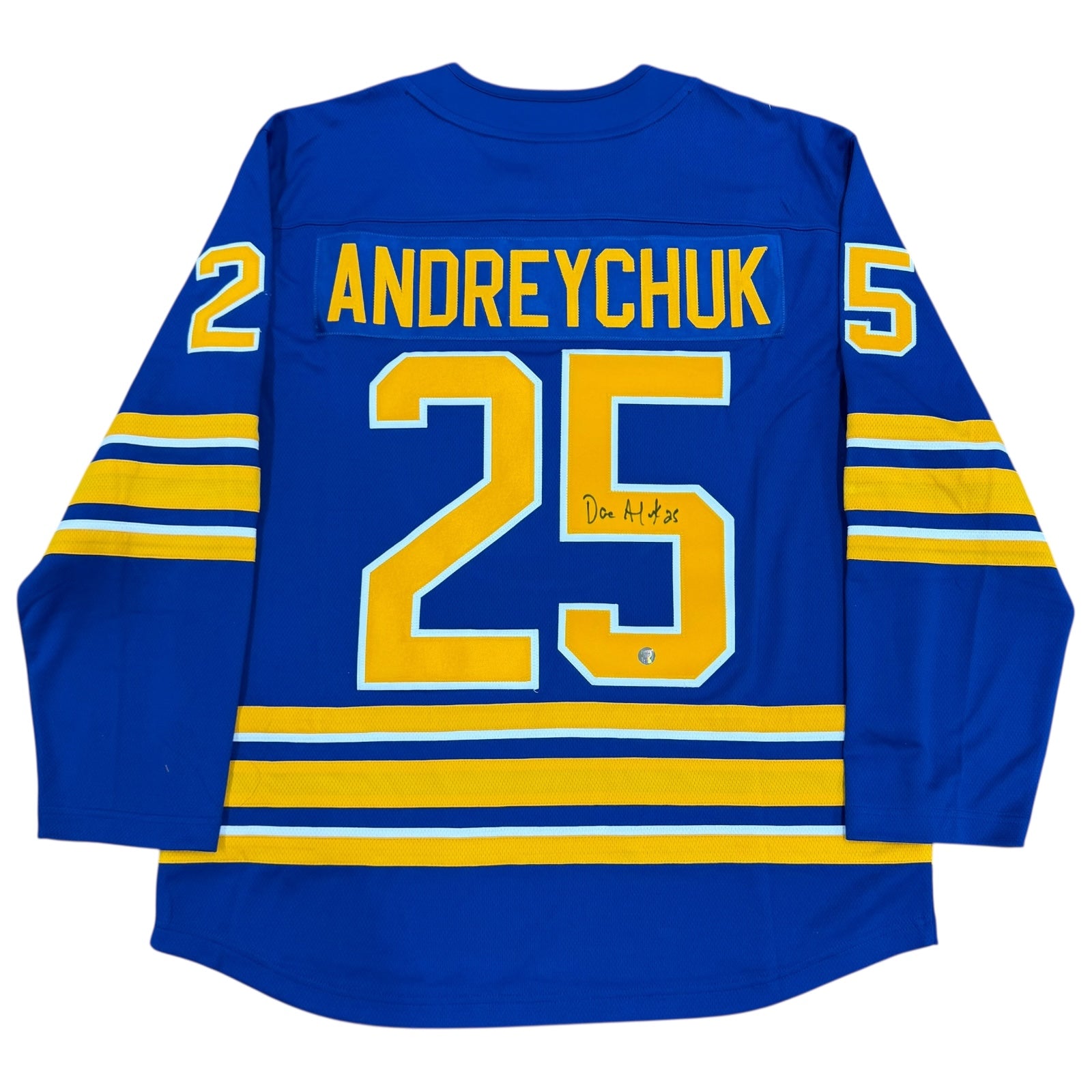 Dave Andreychuk Autographed Buffalo Sabres (Blue #25) Authentic Hockey Jersey - Frozen Pond