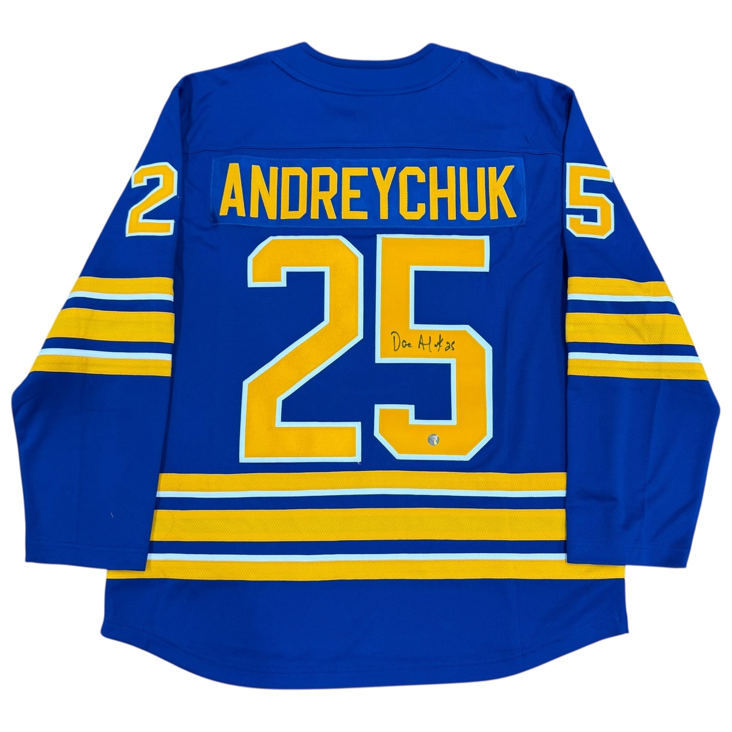Dave Andreychuk Autographed Buffalo Sabres (Blue #25) Authentic Hockey Jersey - Frozen Pond