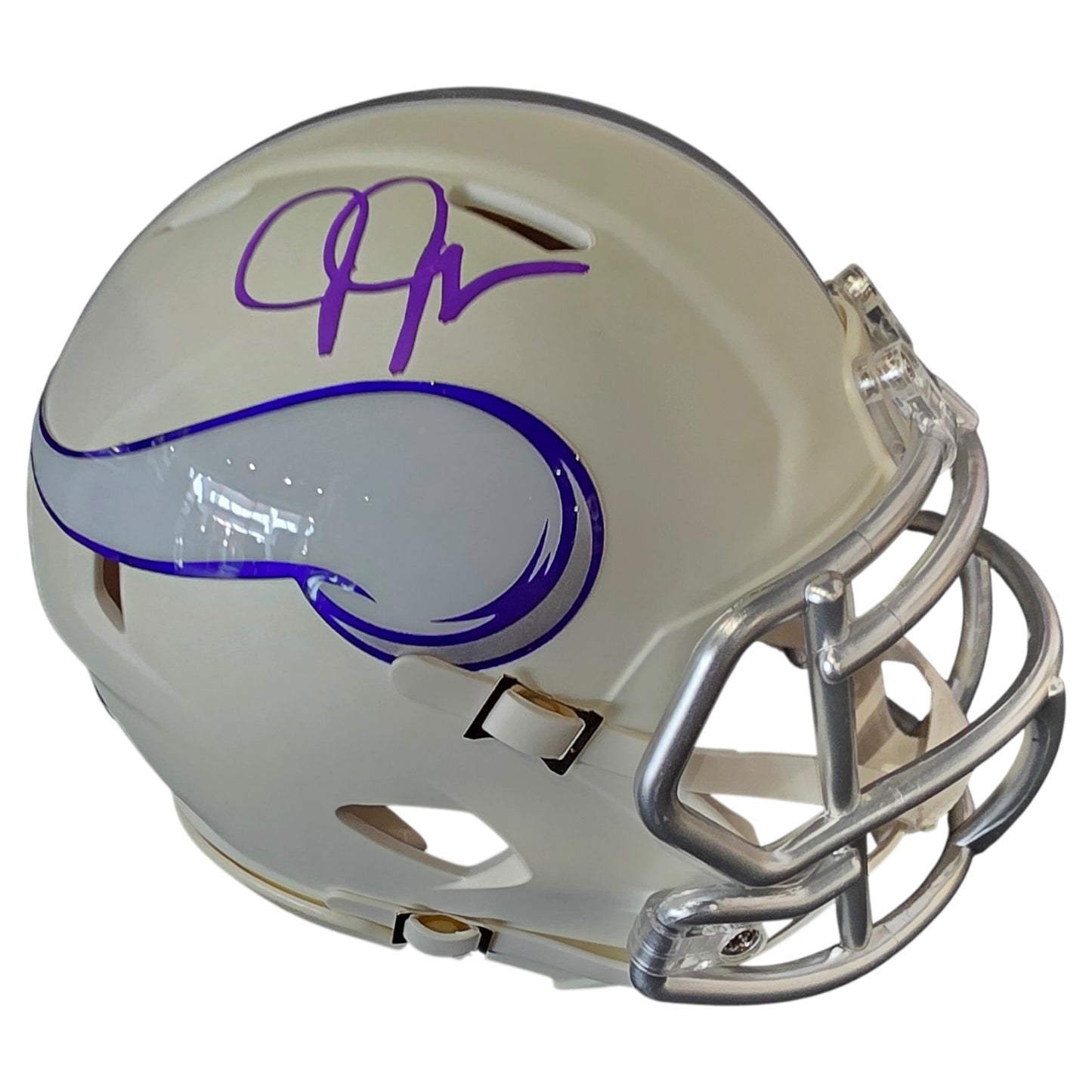 Justin Jefferson Autographed Minnesota Vikings (2024 Alternate White) Mini Helmet - Beckett