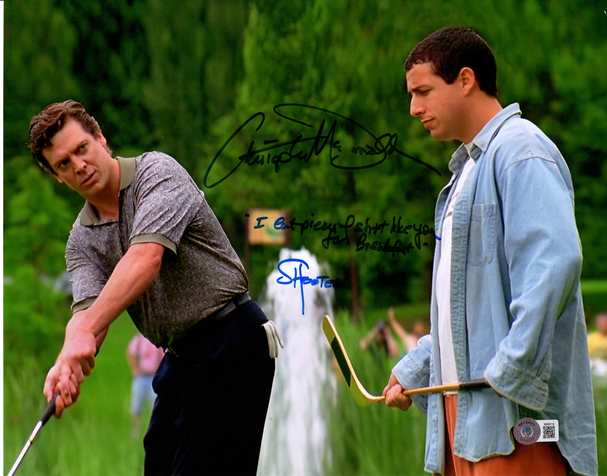 Christopher McDonald Shooter McGavin Autographed Happy Gilmore 11x14 Photo w/ Long Quote (Signed in Blue) - Beckett