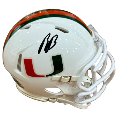 Rueben Bain Jr. Autographed Miami Hurricanes (SPEED) Mini Helmet - Beckett