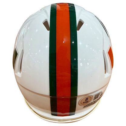 Rueben Bain Jr. Autographed Miami Hurricanes (SPEED) Mini Helmet - Beckett