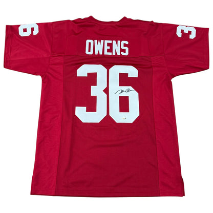 Steve Owens Autographed Oklahoma (Red #36) Custom Jersey - JSA